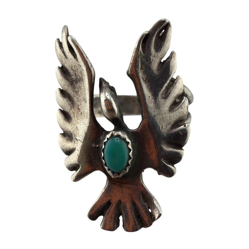 Vintage Navajo Style Sterling Silver Thunderbird Ring 6.5